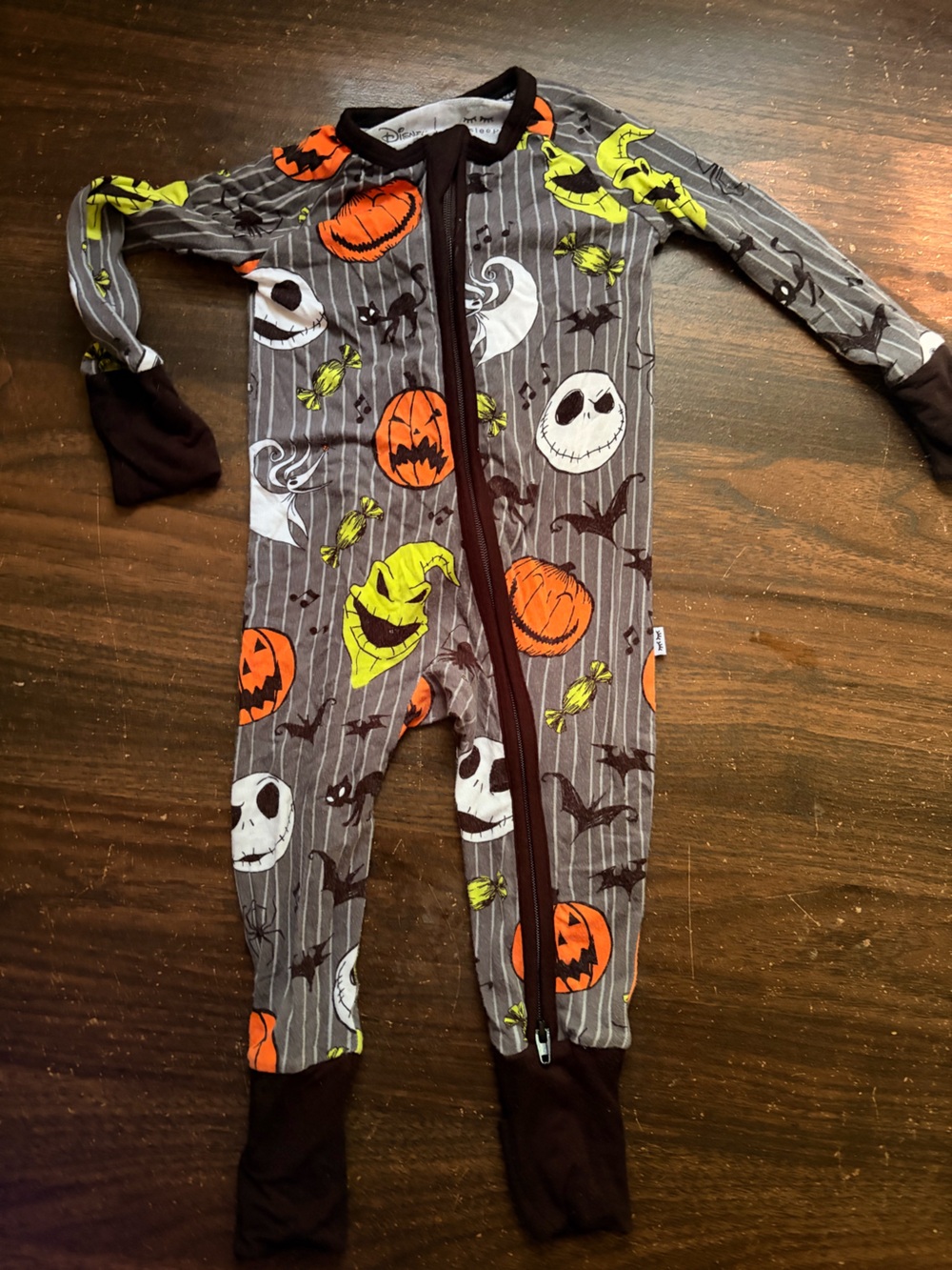 Halloween Pumpkin & Skull Kids One-Piece Pajamas - Gray/Orange